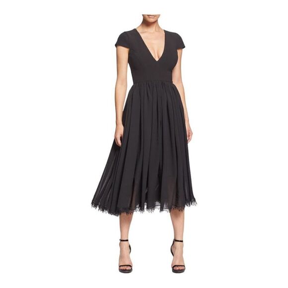 Dress the Population Corey Chiffon Fit & Flare Cocktail Dress black size M NWOT - Picture 3 of 9